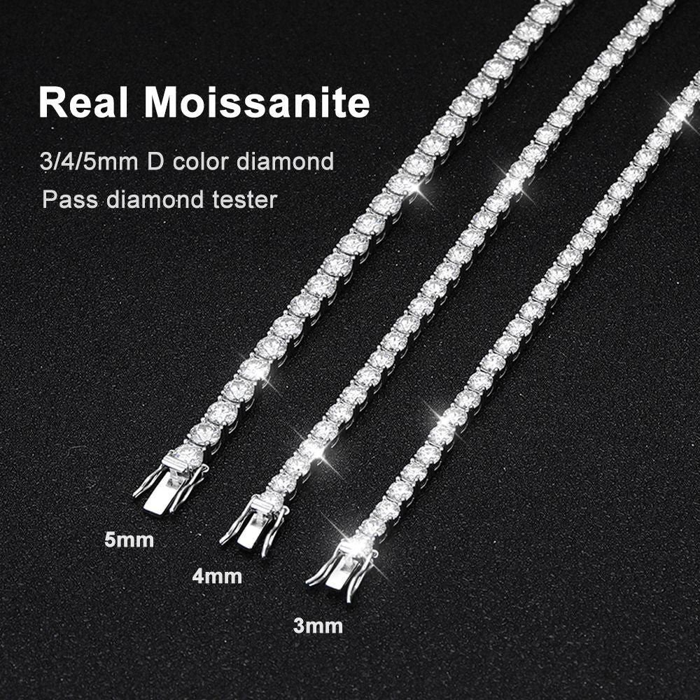 Pulsera de tenis de moissanita Plata de Ley 925