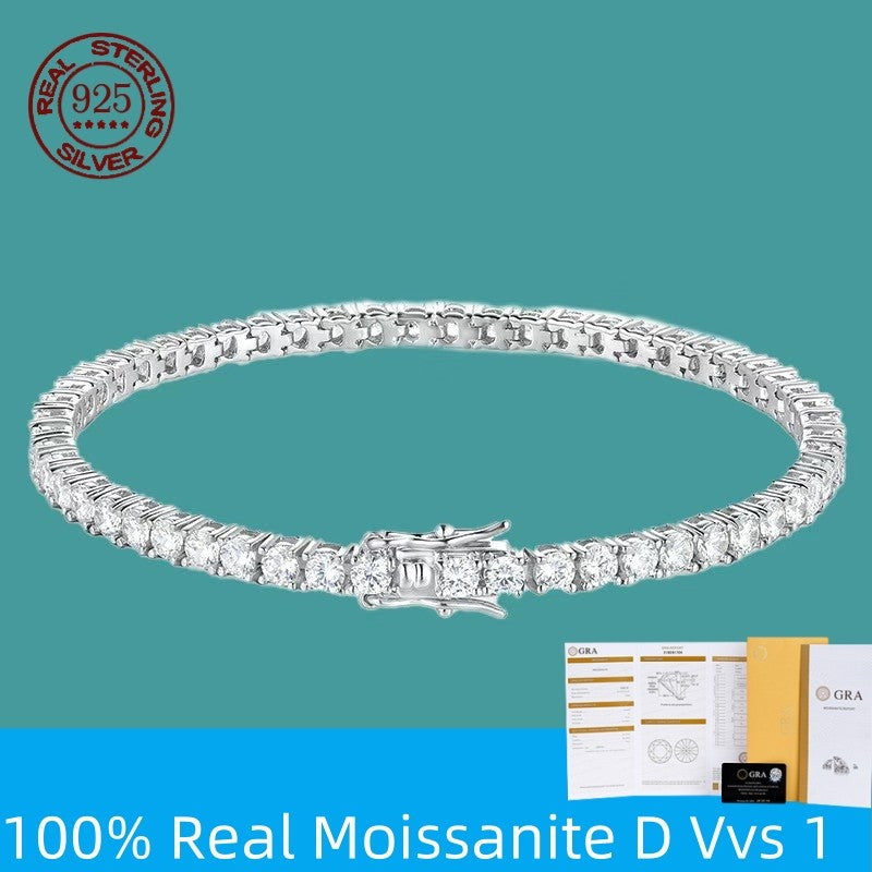 Pulsera de tenis de moissanita Plata de Ley 925