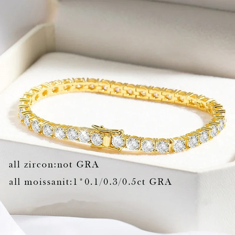 Pulsera de tenis de moissanita Plata de Ley 925