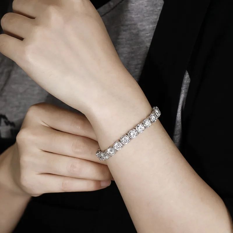 Pulsera de tenis de moissanita Plata de Ley 925