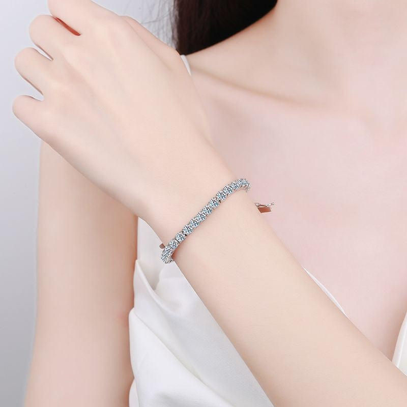 Pulsera de tenis de moissanita Plata de Ley 925